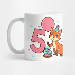 I am 5 with fox - girl birthday 5 years old Mug